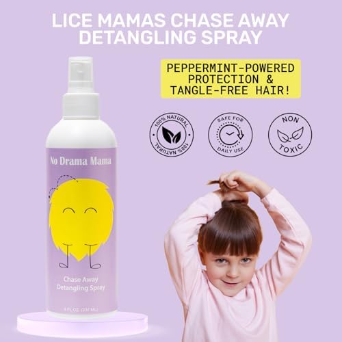Childrens hair detangler with peppermint oil for daily school use.