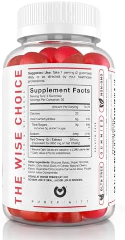 Purefinity Tart Cherry Gummies packaging overview 60 count