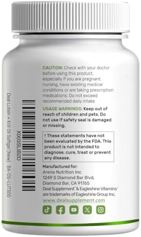 Deal Supplement Lutein And Zeaxanthin Three Hundred Softgels Container Overview