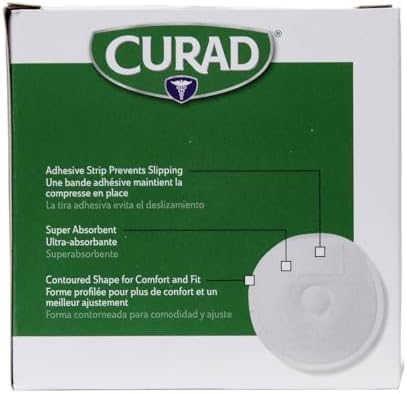 Close up of adhesive strip on Curad nursing pad