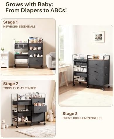 BG-BABYGO nursery organization cart in a modern living room