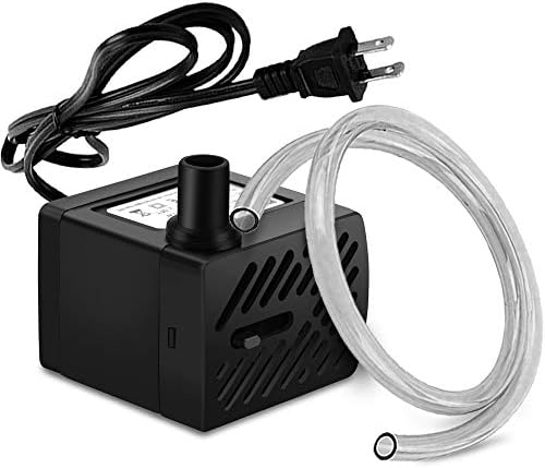 Pulaco 50 GPH water pump displayed with included flexible tubing and suction cups.