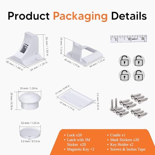 Full 20 piece magnetic baby proofing lock kit contents