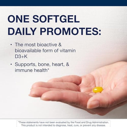 Authentic Metagenics Vitamin D3 and K liquid softgels for enhanced calcium absorption and heart health