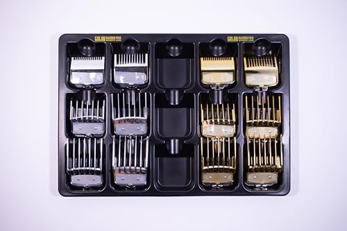 Goldy Barber Pro professional clipper guard holder tray overhead view displaying precise compartment shapes