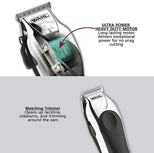 Close up of the self sharpening high carbon steel blades on the Wahl Deluxe Chrome Pro corded clipper
