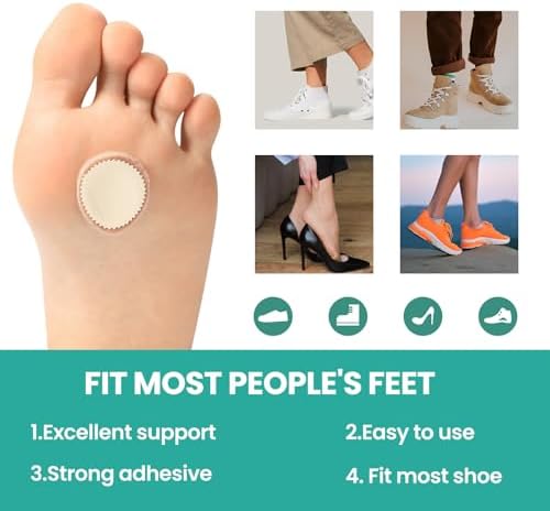 Waterproof felt corn pads applied to the side of a foot