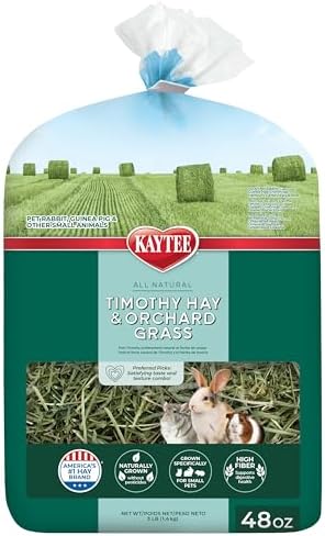 Kaytee Timothy Hay and Orchard Grass blend for rabbits and guinea pigs high fiber pet forage nutrition info