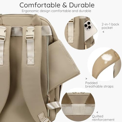 AIJIEKE quilted travel diaper backpack being worn by a parent outdoors