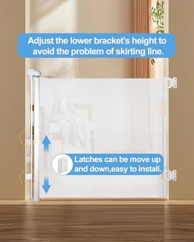 Veraste white retractable baby gate completely rolled up and retracted into its housing.