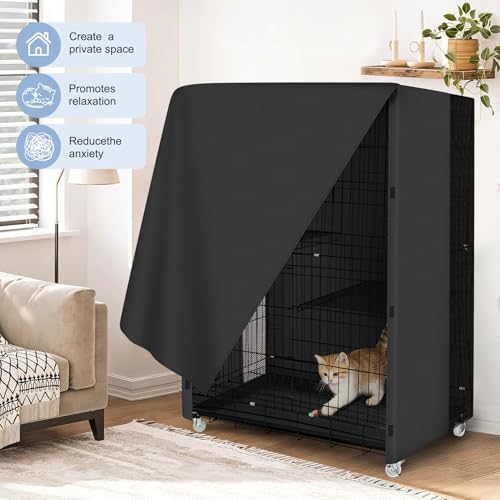 Explore Land multi tier cat playpen cover installed on a large indoor pet wire cage