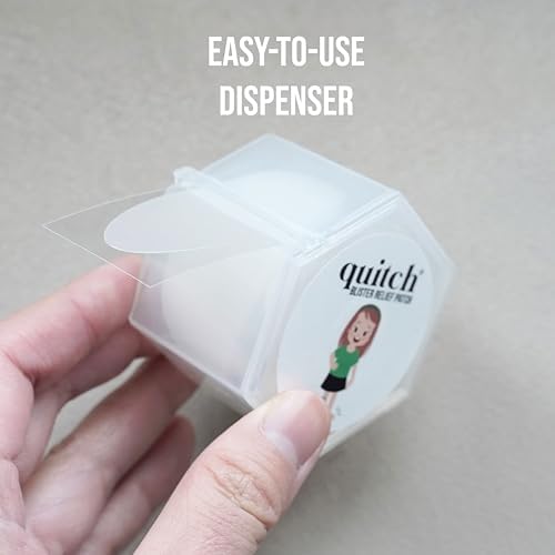 Quitch hydrocolloid gel strips inside a compact purse showing essential travel accessories.