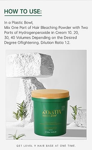 Keratin Bar extra strength powder lightener packaging detailing the protective Plex technology