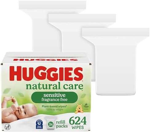 Huggies Natural Care Sensitive Baby Wipes, Hypoallergenic, 99% Purified Water, 3 Refill Packs (624 Wipes Total) - Image 2