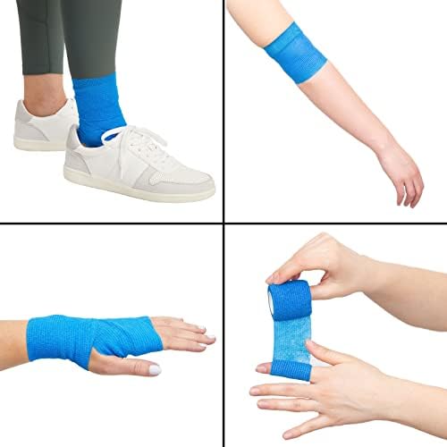 Full set of 12 Juvale self-adhesive bandage rolls in various bright colors.
