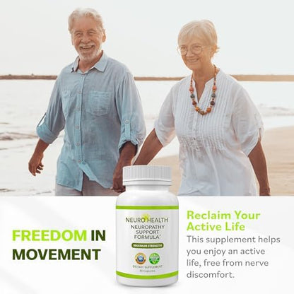 Neuro Health nerve discomfort defense formula packaging directions and safety warnings text