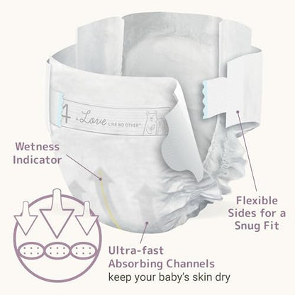 Side profile of Bambo Nature Dream diapers highlighting the soft latex-free leg cuffs for advanced leak protection.