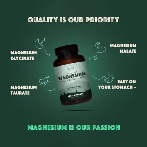 Close up view of Natural Rhythm chelated magnesium capsules for muscle and heart health