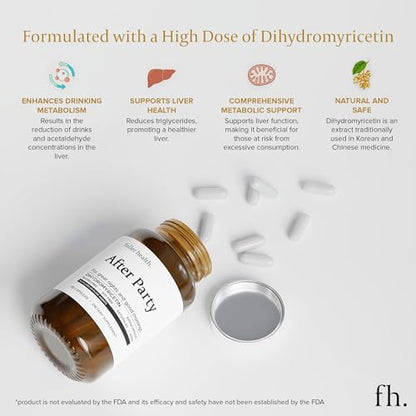 Side angle view of Fuller Health post celebration recovery supplement displaying the 650mg pure ingredient dosage