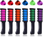 Six colorful hair dye marker combs arranged in a row with rainbow shades