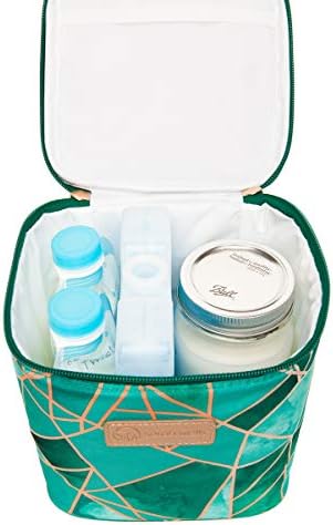 Sarah Wells Cold Gold cooler bag holding four milk bottles