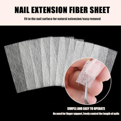 Fiberglass nail extension wrap application on natural nails