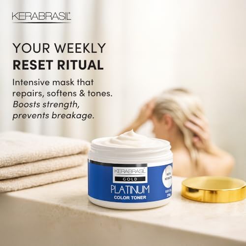 Kerabrasil keratin rich platinum treatment cream for eliminating brassy hair tones.