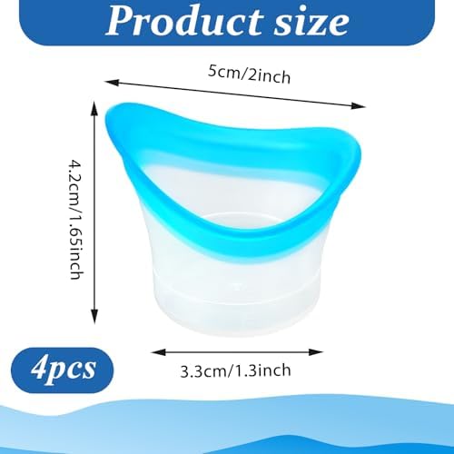 Reusable pink and blue eye wash cups for ocular hygiene