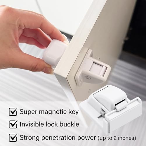 Kimitimi invisible child safety locks on wooden cabinet