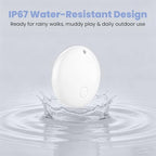 Innvello MFi certified tracking tag showing the replaceable coin cell battery compartment
