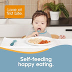 Close up of flat silicone head on toddler training utensils