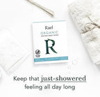Two boxes of Rael organic cotton cleansing cloths for travel hygiene