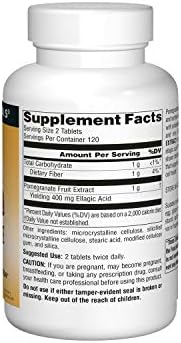 Back label of Source Naturals Pomegranate Extract showing supplement facts
