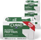 Curad Alcohol Prep Pads front view of 400 count bulk pack for medical sterilization
