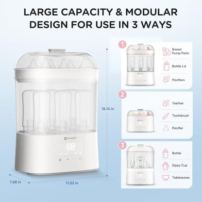 Sterilizer and dryer unit with baby bottles inside