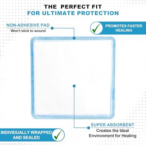MedVance premium clinical-grade wound dressing pads displaying packaging details and sterile seal.
