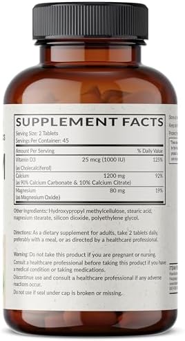 Futurebiotics Calcium 1200 milligrams supplement facts label