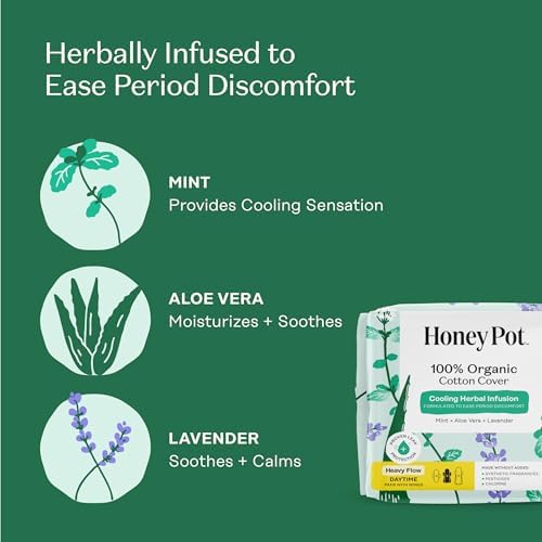 The Honey Pot Company heavy flow daytime pads with cooling essential oils infusion