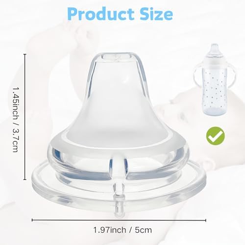 Clear dishwasher safe replacement spouts showing the five centimeter base dimension