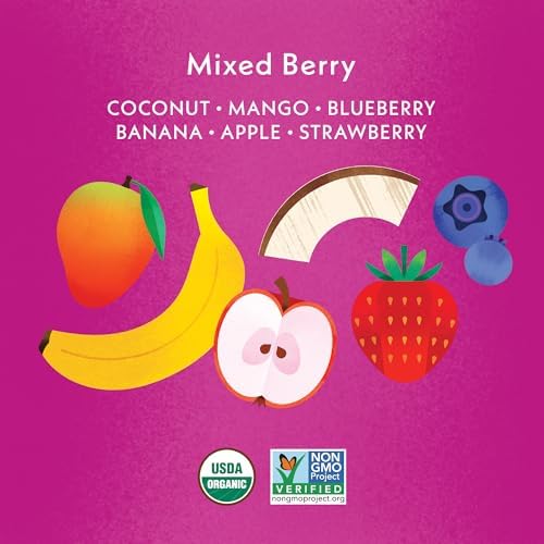 Once Upon A Farm toddler coconut melts display focusing on the no added sugar benefit.