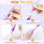 Top down view of 12 color nail art pen set packaging.