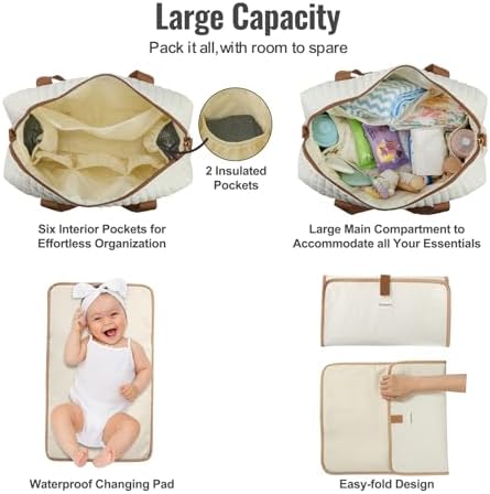 Gobabymart diaper bag tote interior compartments and storage