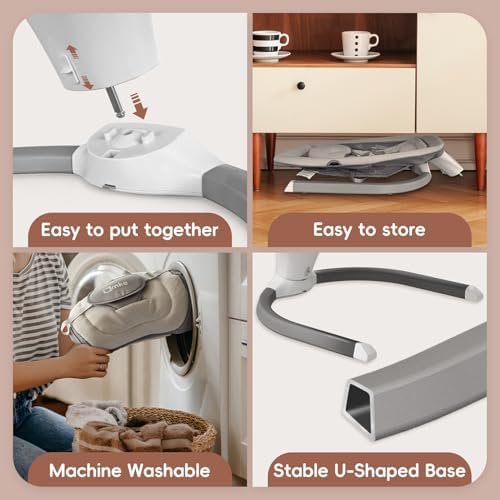 Modern grey Amke electric rocker in a nursery setting