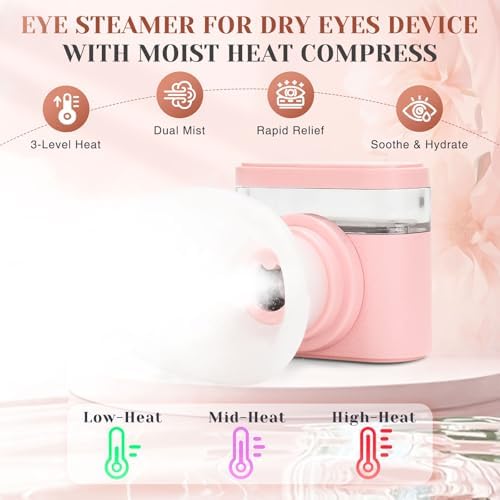 Handheld eye mist sprayer showing the nano steam technology for hydration.