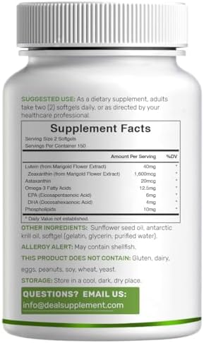 Deal Supplement Lutein And Zeaxanthin Bottle Back View With Directions