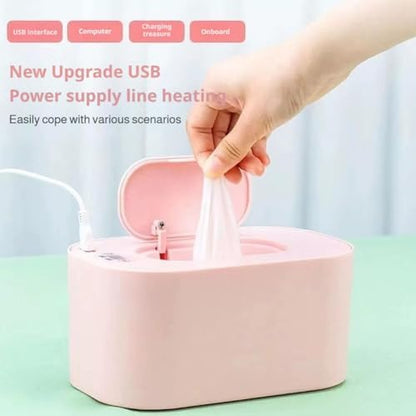 Open view of internal heating chamber for baby wipes