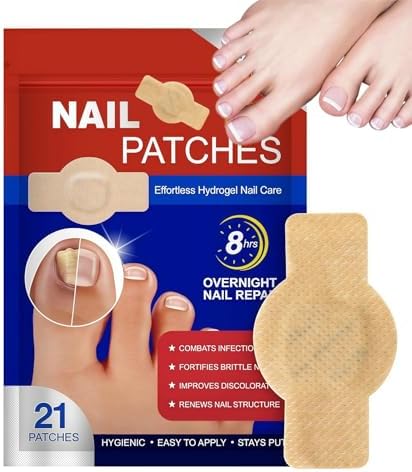 Boxania overnight toenail repair patch applied securely on a damaged big toe