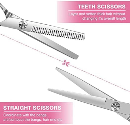 TagRecove stainless steel salon shears demonstrating ambidextrous grip design for precise home styling
