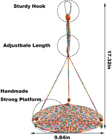 Durable cotton rope reptile lounger with wooden beads