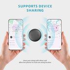 Vebiso electronic dog locator tag being paired with an Android mobile device screen.